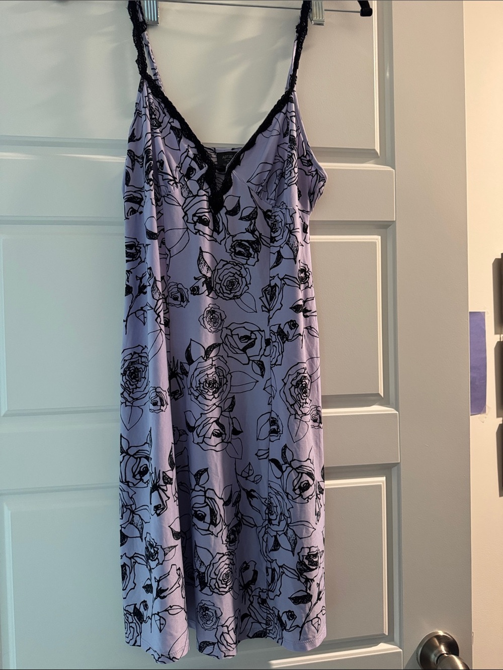 Apt. 9 Lavender Slip Dress with Black Rose Print